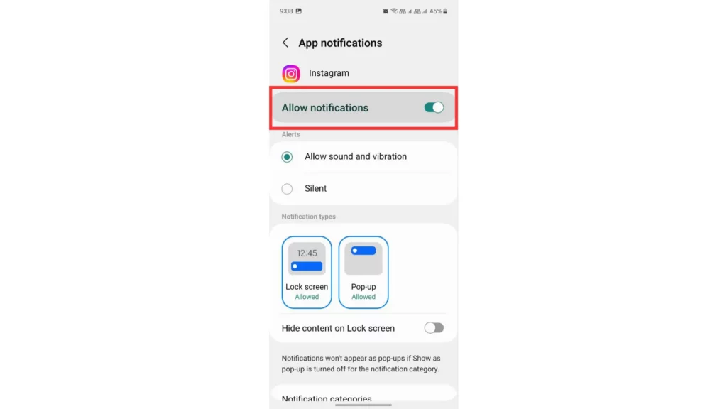Enable Instagram App Notification on Android Step-5