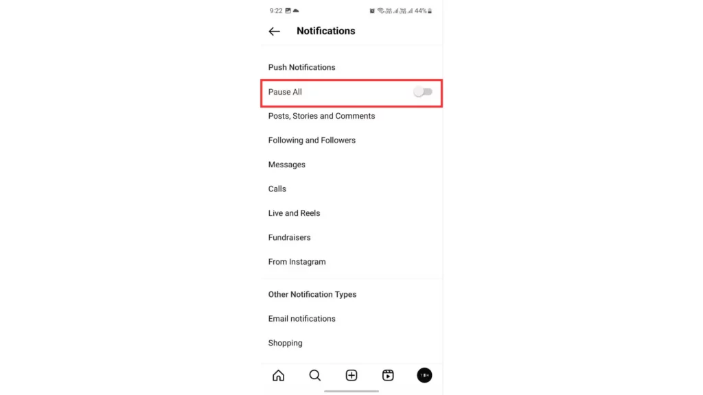 Instagram app notification settings step-4