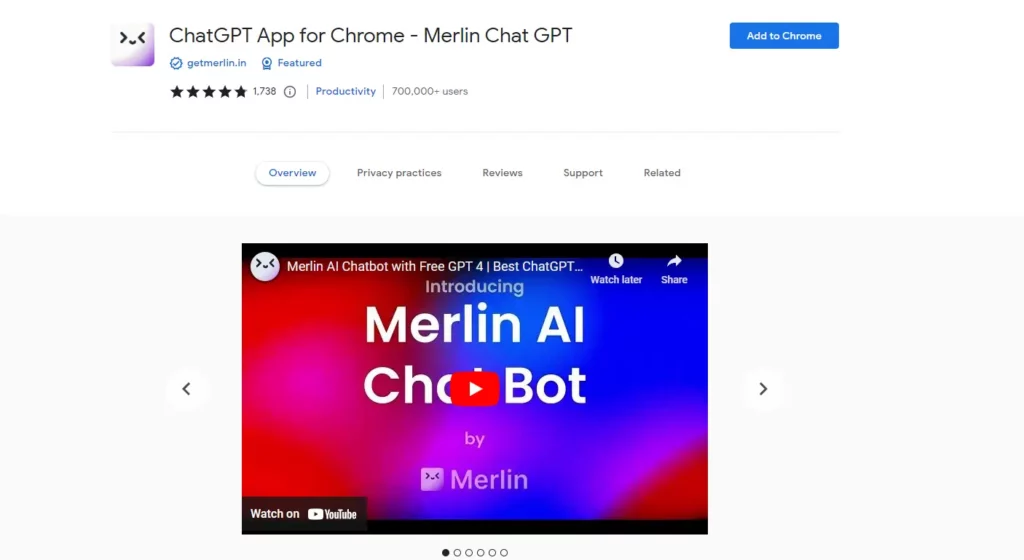 Merlin ChatGPT Chrome extension