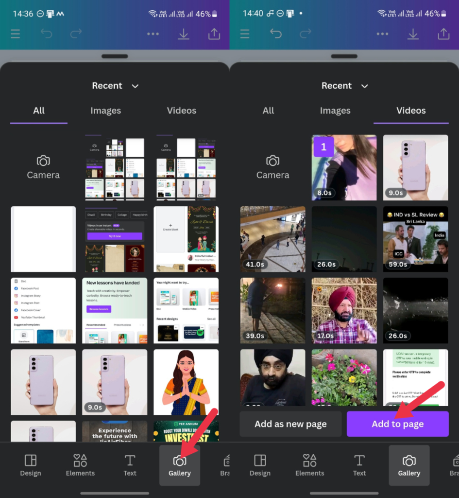 Selecting media for Instagram Stories in Canva