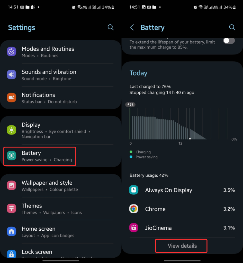 One UI 6 battery details