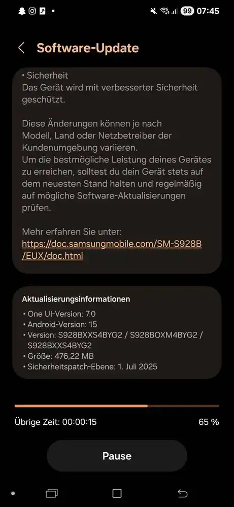 Galaxy S24 series July 2025 security update - Europe