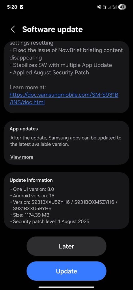 Galaxy S25 One UI 8 beta 5 changelog
