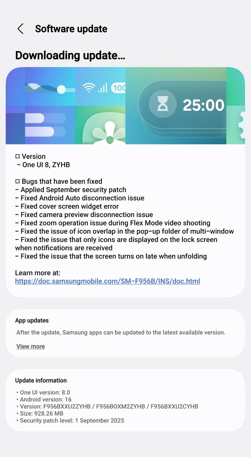 Galaxy Z Fold 6 One UI 8 beta 2 update