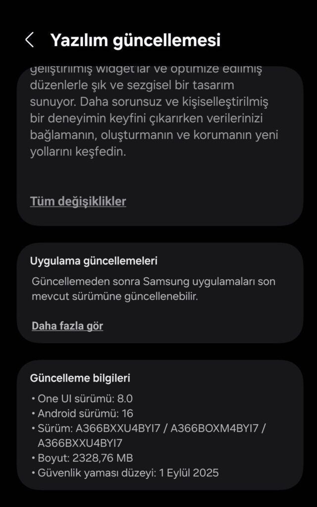 Galaxy A36 One UI 8 stable update