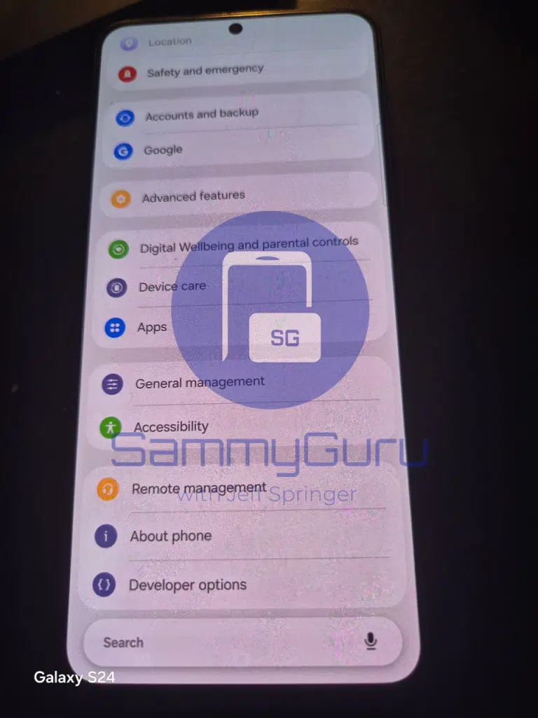 One UI 8.5 settings - homescreen