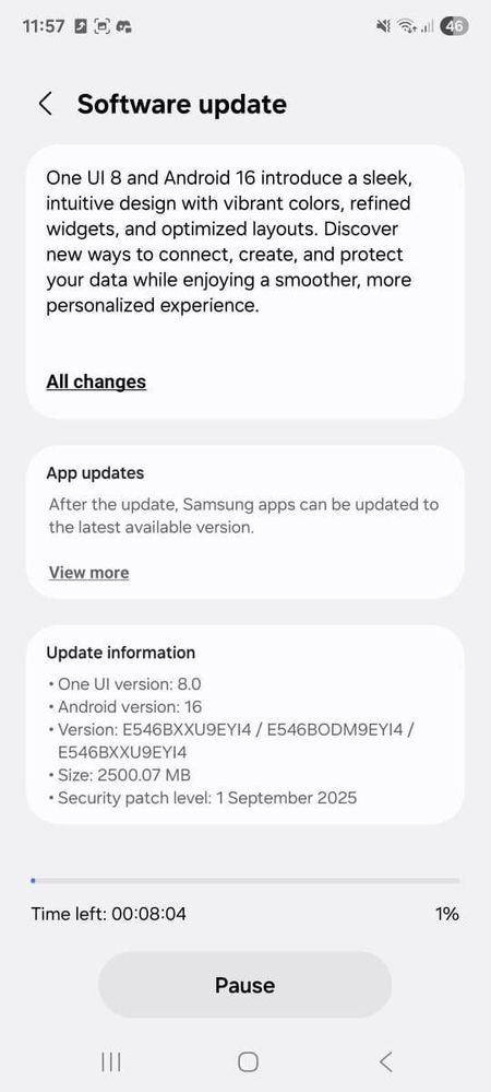 Galaxy F54 One UI 8 update