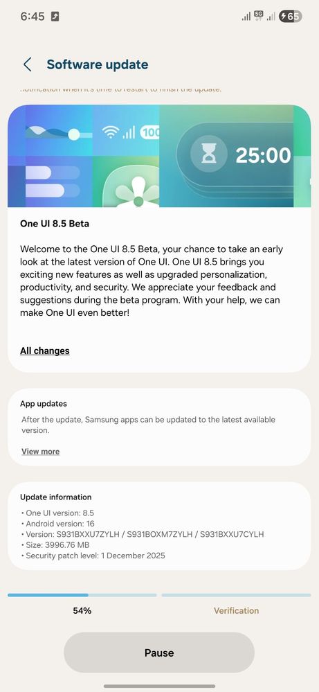Galaxy S25 series One UI 8.5 beta update (India)