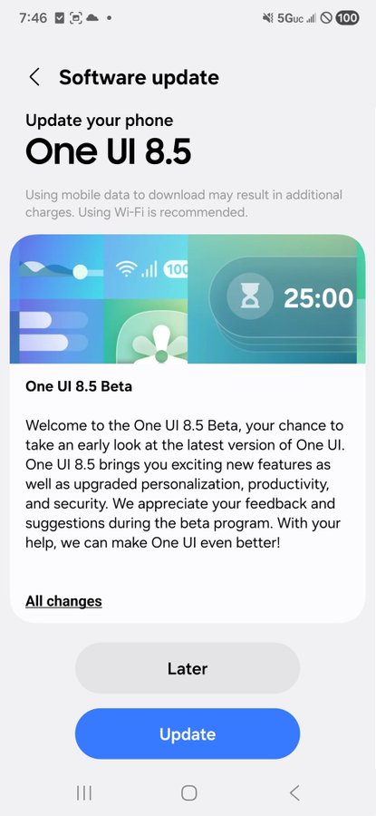One UI 8.5 update (US region)