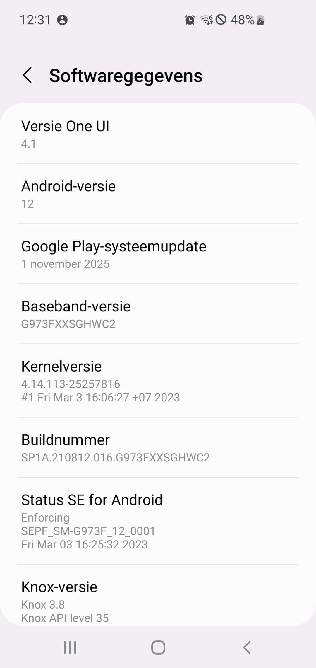Galaxy S10 (November 2025 Google Play System Update)