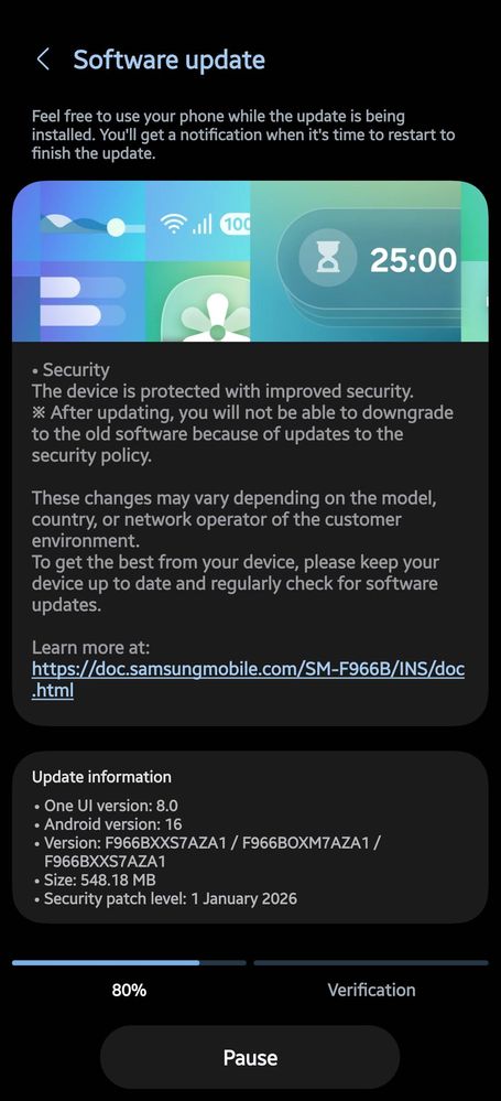 Galaxy Z Fold 7 January 2026 security update
