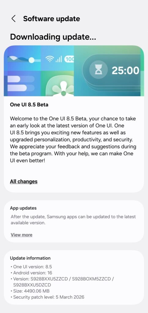 Galaxy S24 One UI 8.5 beta