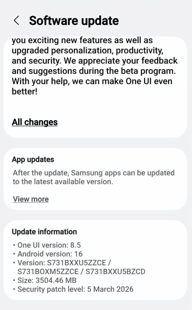 Galaxy S25 FE One UI 8.5 beta