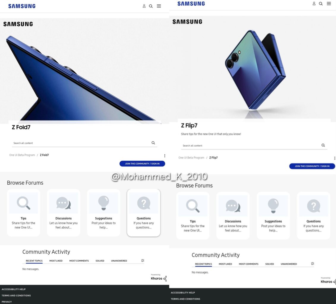 Galaxy Z Fold 7, Flip 7 One UI 8.5 beta community page