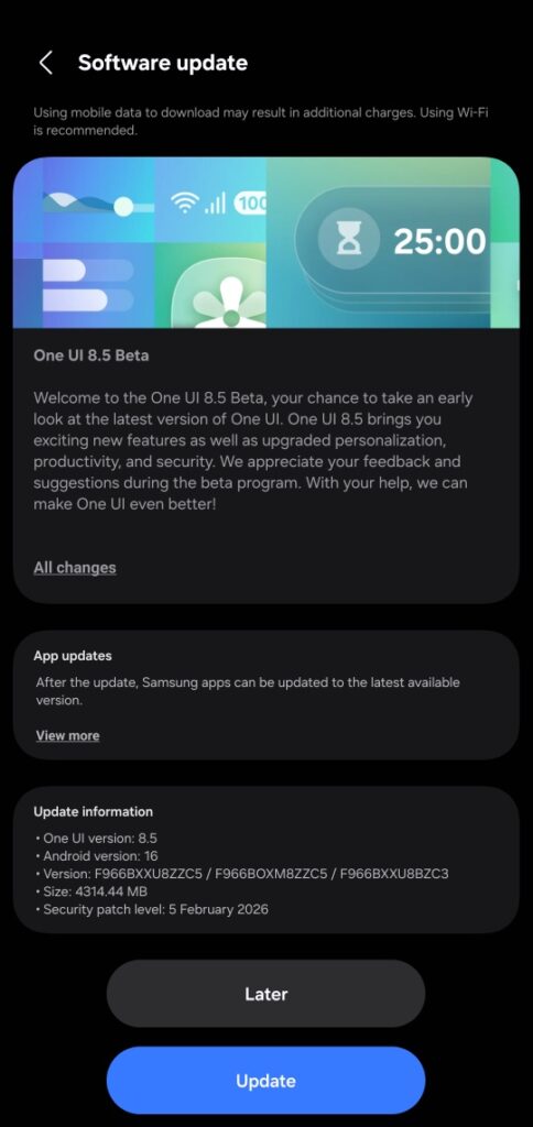 Galaxy Z Fold 7 One UI 8.5 beta