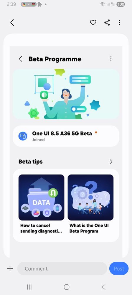 Galaxy A36 5G One UI 8.5 beta